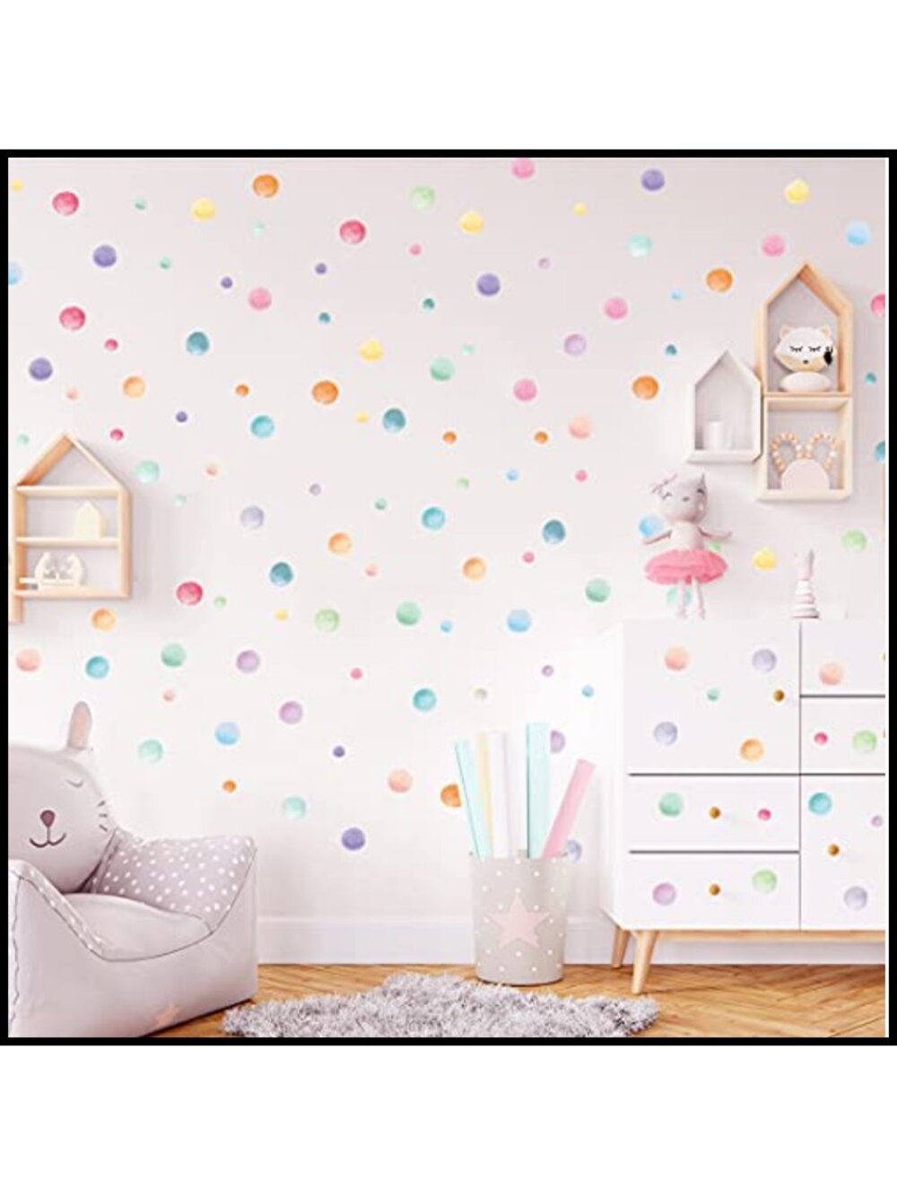 123 Pcs Pastel Polka Dot Wall Stickers Peel and Stick Round Decals for Nursery